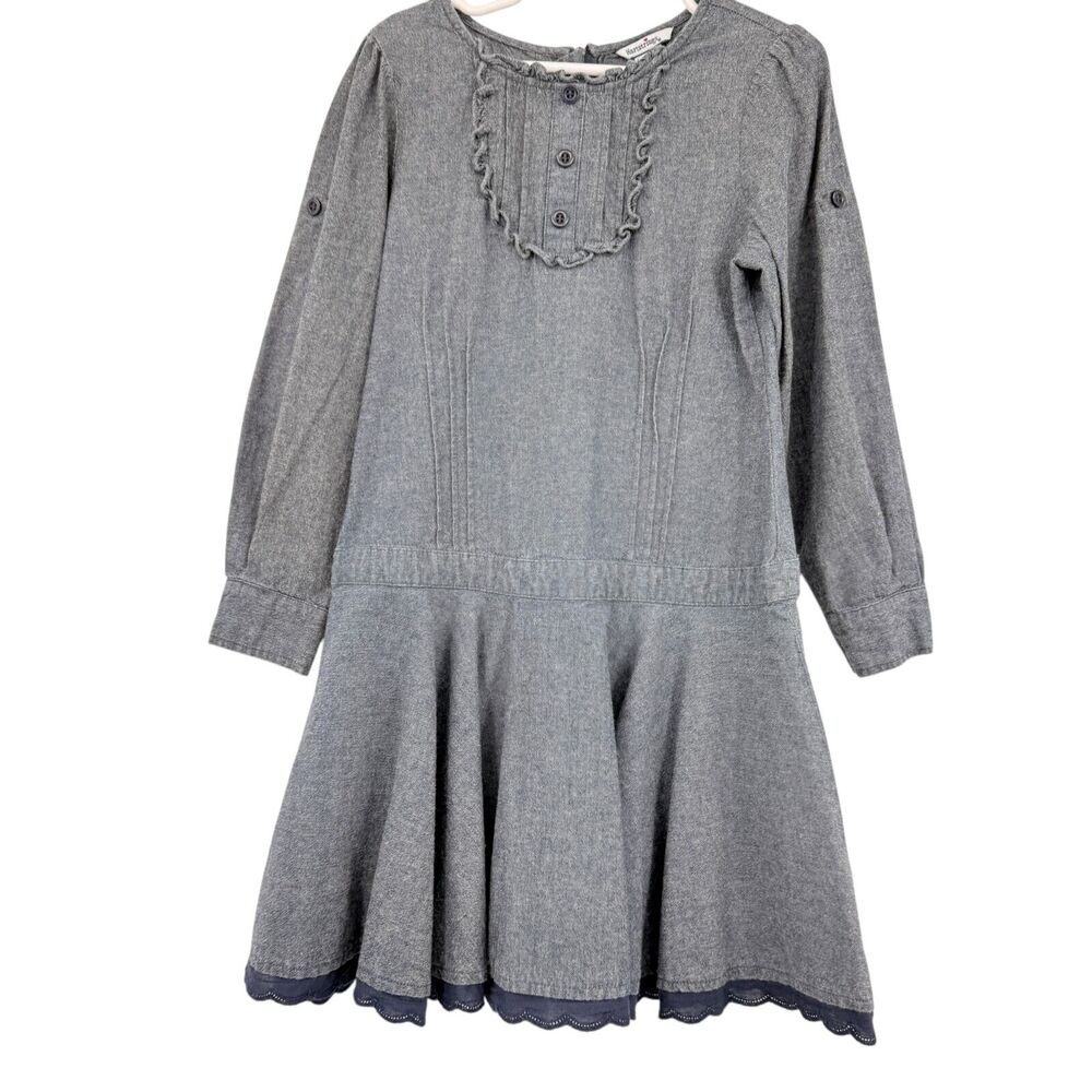 Hartstrings Girls Denim Long Sleeve Ruffle Button Down Dress‎ 6x